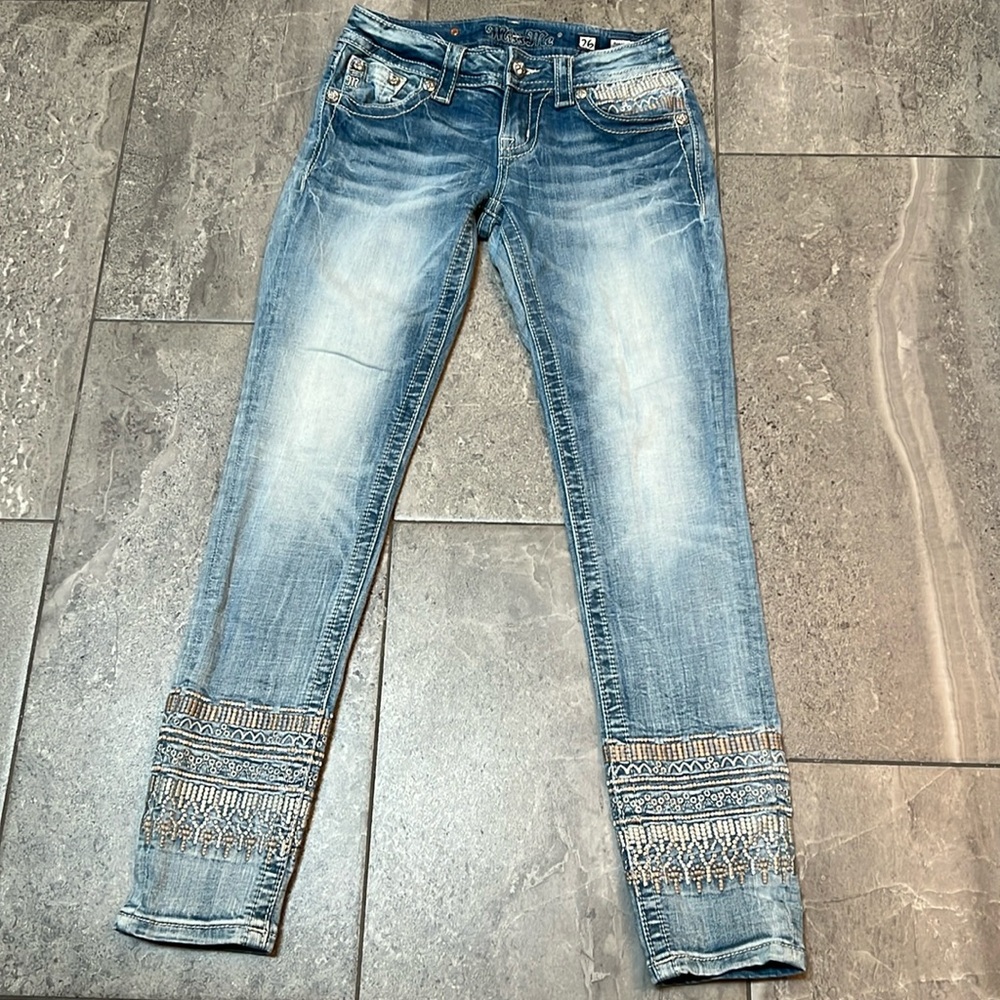 Miss Me Signature Cuffed Embroidery Skinny jeans